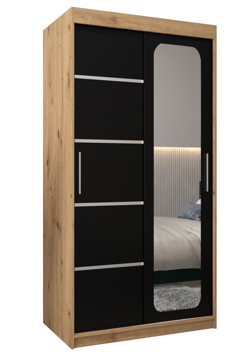 Szafa przesuwna Garderoba PROMO V2 100 gł. 62 artisan/czarny