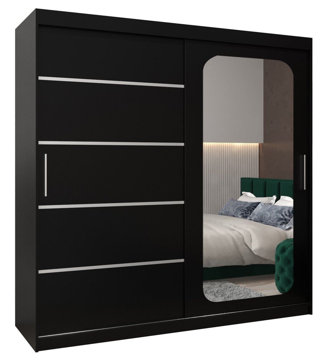 Szafa przesuwna Garderoba PROMO V2 200 gł. 62 czarny/czarny