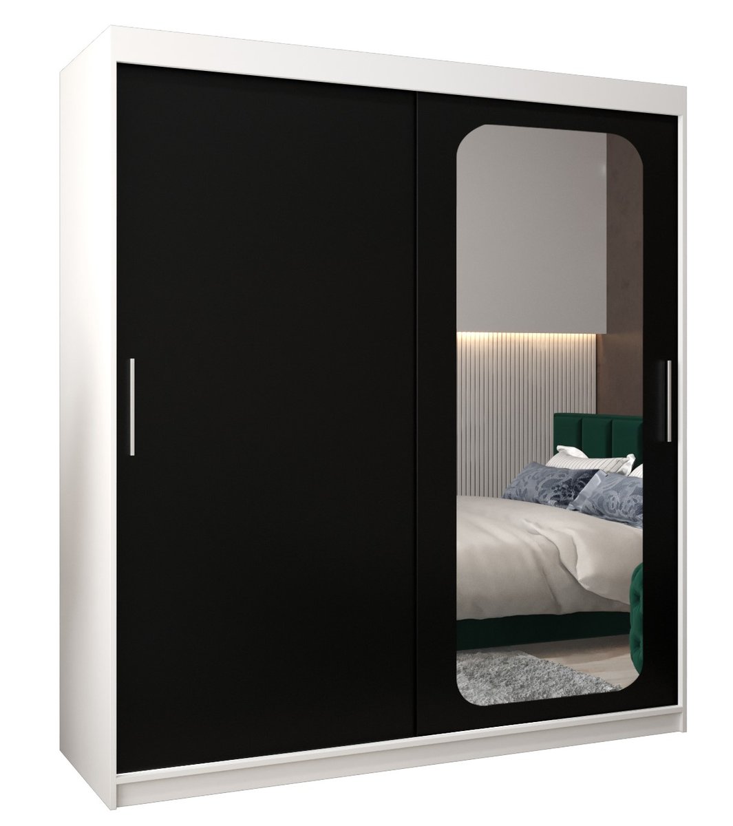 Szafa przesuwna Garderoba PROMO T2 180 gł. 62 biały/czarny