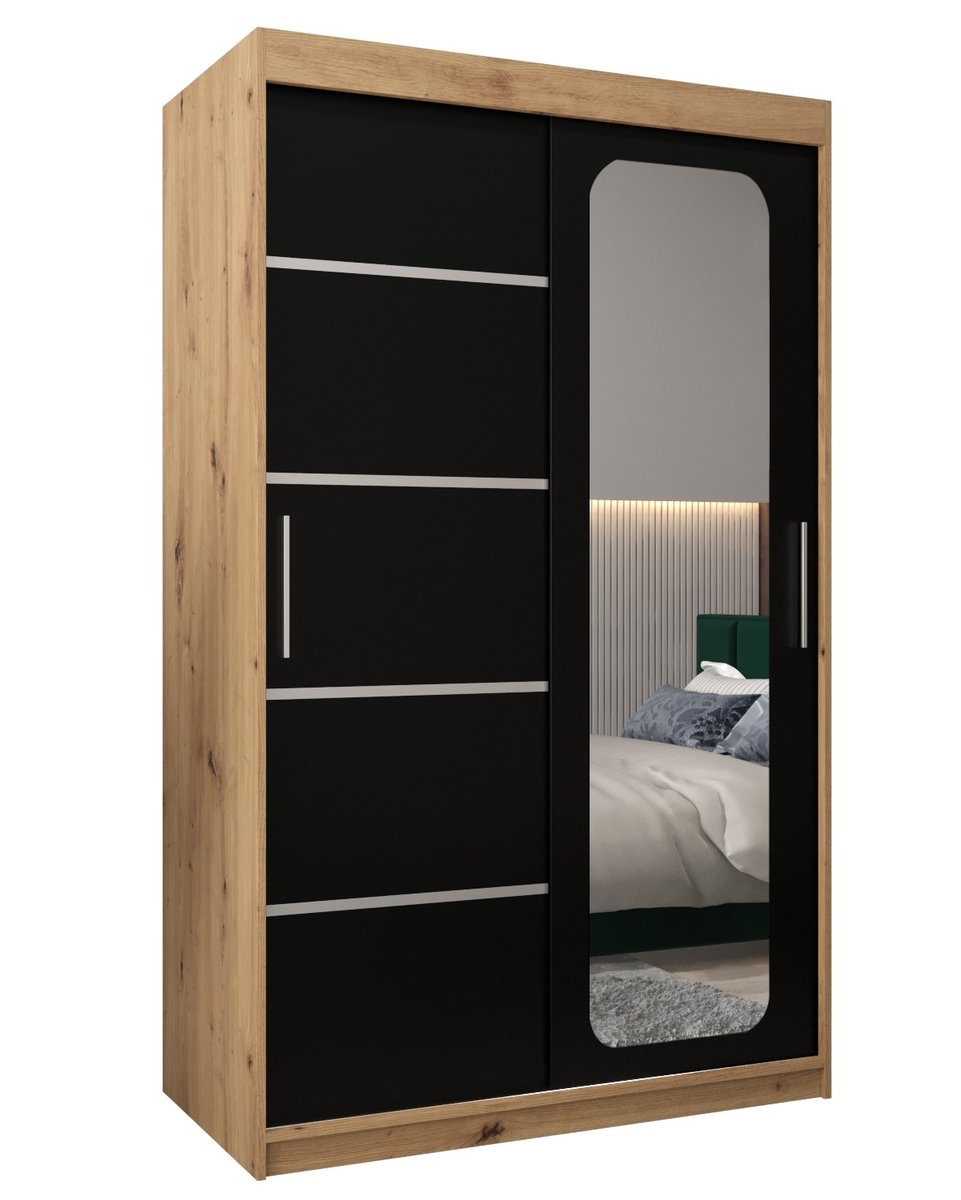 Szafa przesuwna Garderoba PROMO V2 120 gł. 62 artisan/czarny