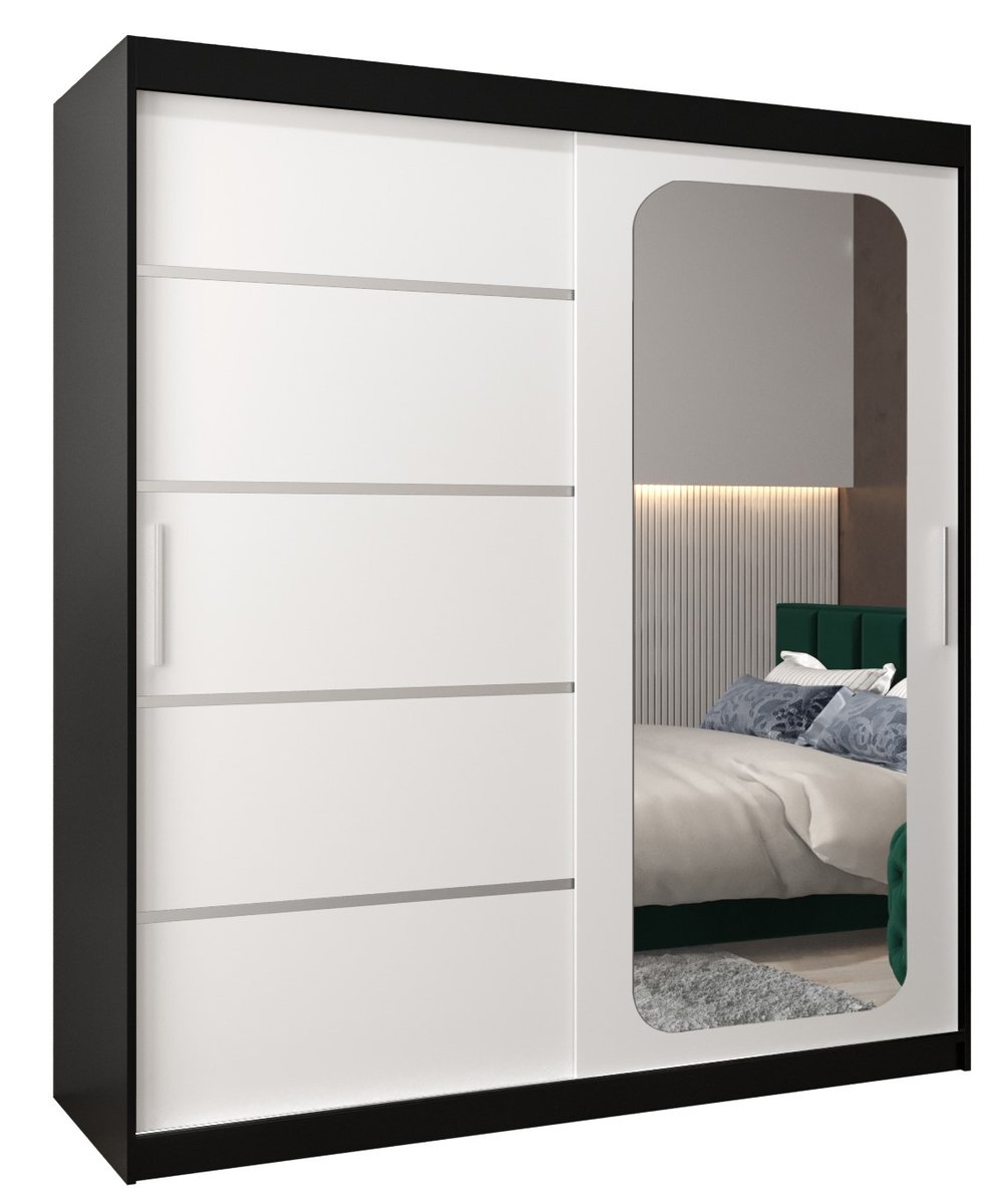 Szafa przesuwna Garderoba PROMO V2 180 gł. 62 czarny/biały