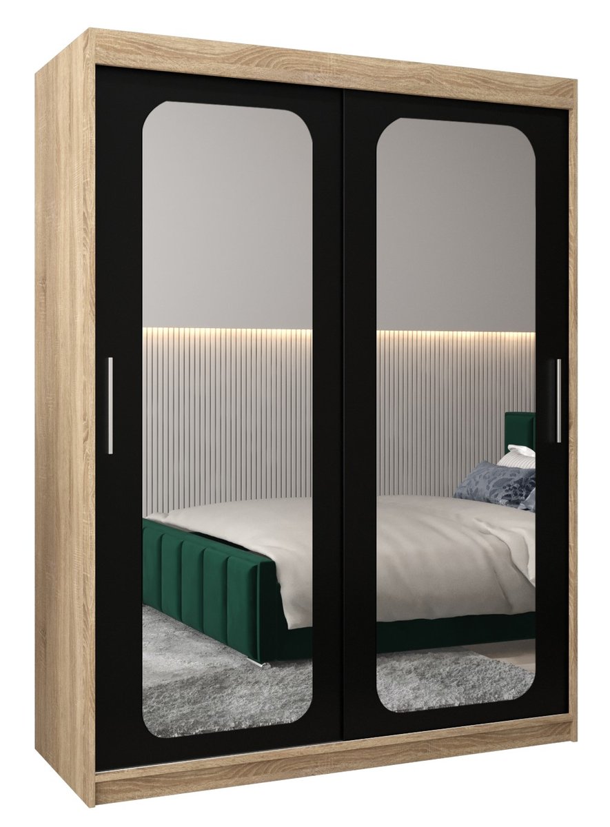 Szafa przesuwna Garderoba PROMO T3 150 gł. 62 sonoma/czarny