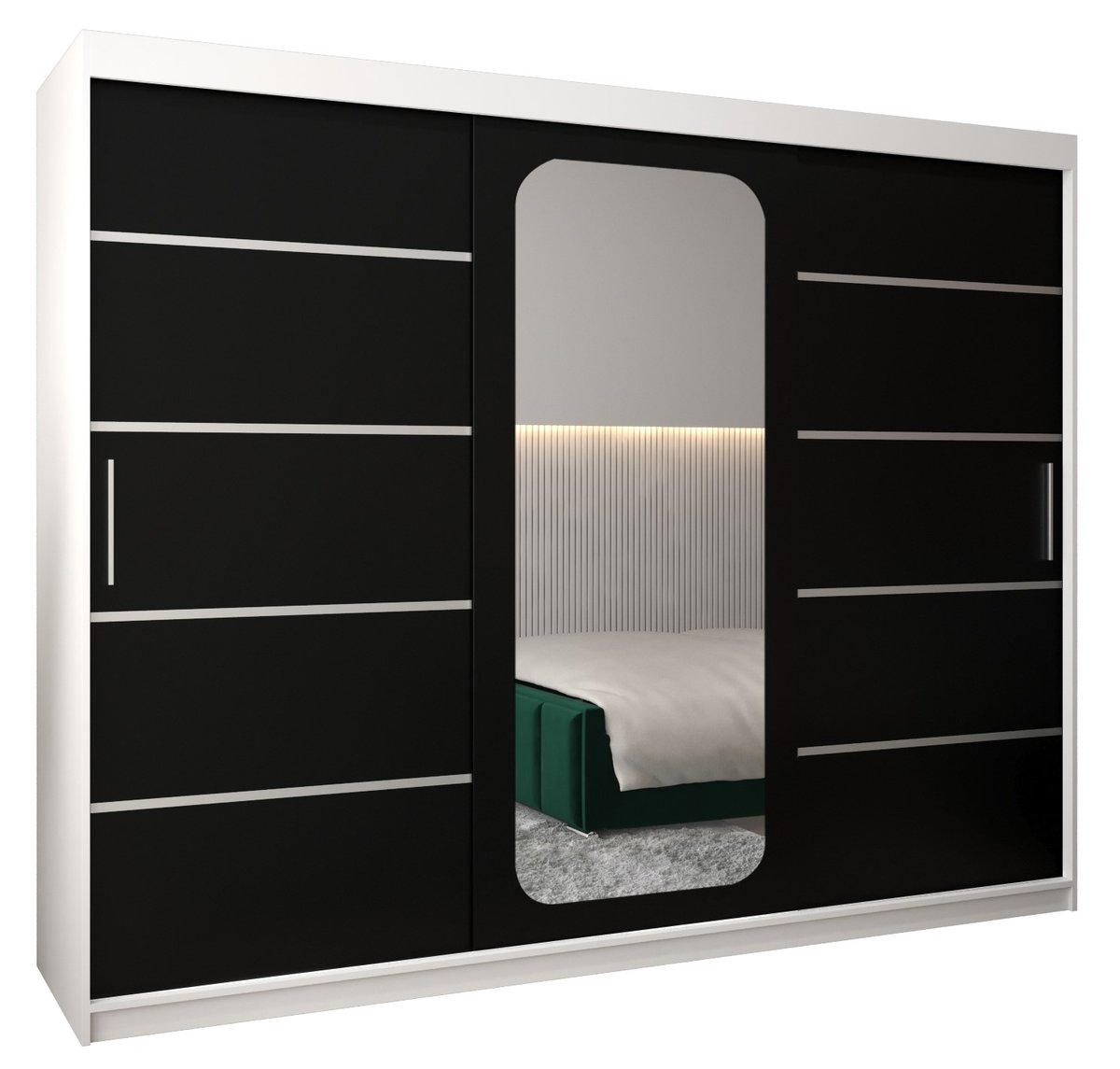 Szafa przesuwna Garderoba PROMO V2 250 gł. 62 biały/czarny