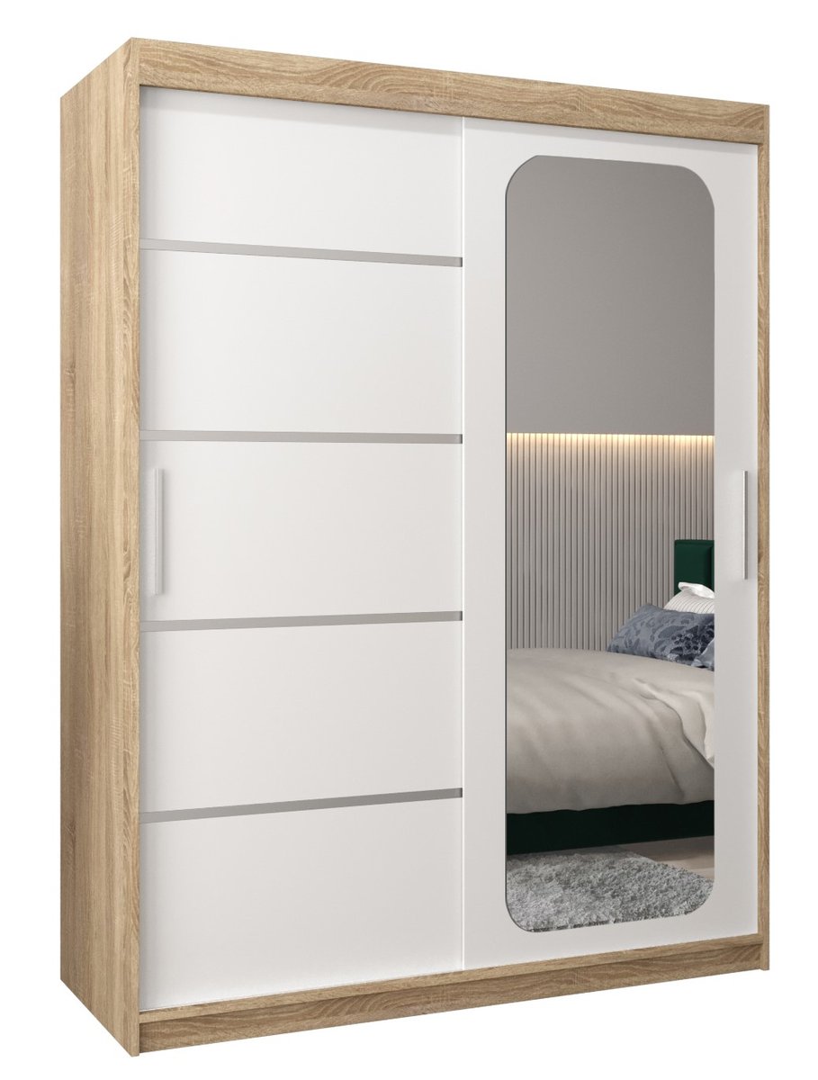 Szafa przesuwna Garderoba PROMO V2 150 gł. 62 sonoma/biały