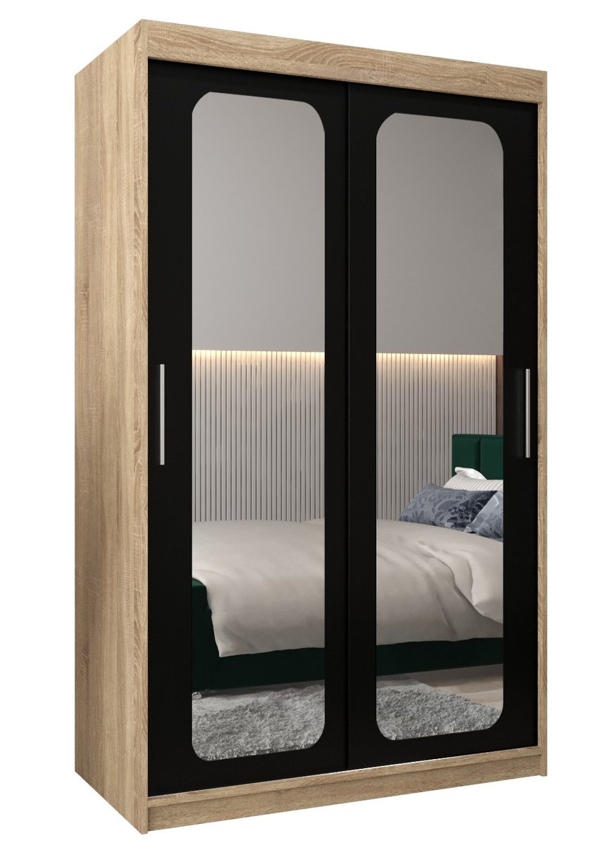 Szafa przesuwna Garderoba PROMO T3 120 gł. 62 sonoma/czarny