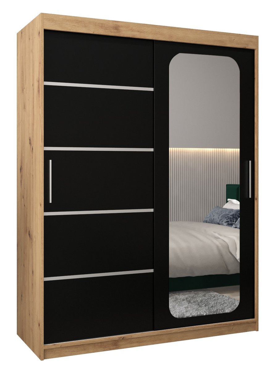 Szafa przesuwna Garderoba PROMO V2 150 gł. 62 artisan/czarny