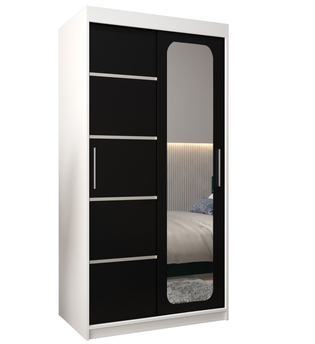 Szafa przesuwna Garderoba PROMO V2 100 gł. 62 biały/czarny