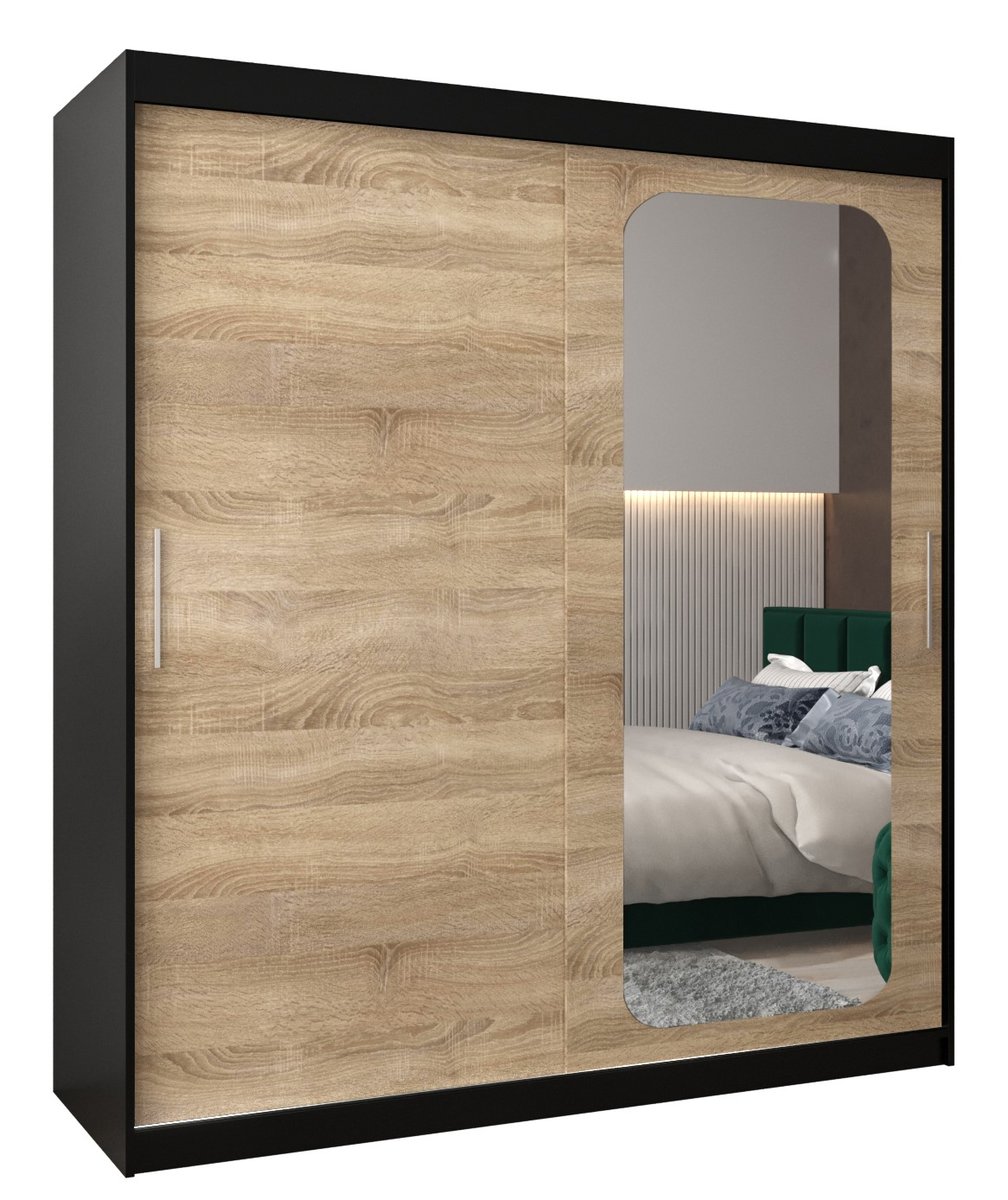 Szafa przesuwna Garderoba PROMO T2 180 gł. 62 czarny/sonoma