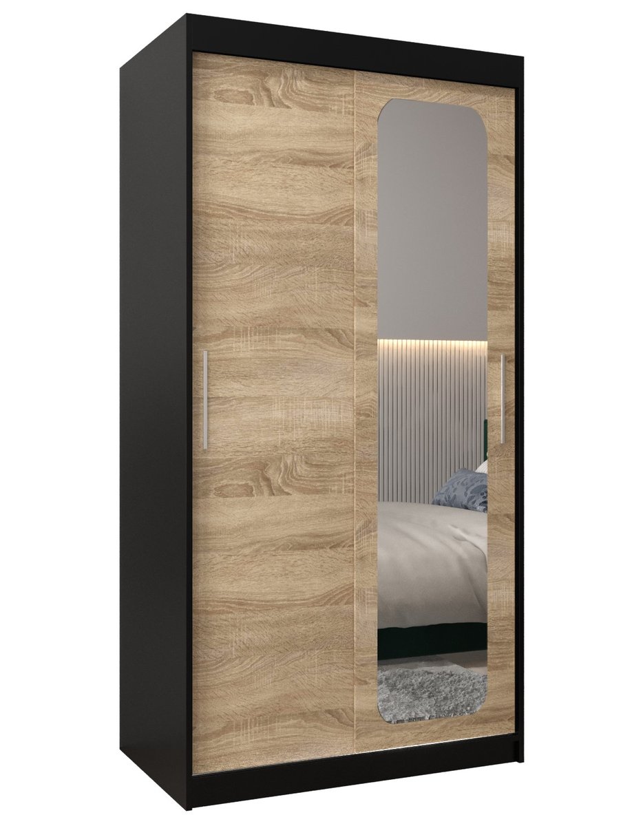 Szafa przesuwna Garderoba PROMO T2 100 gł. 62 czarny/sonoma