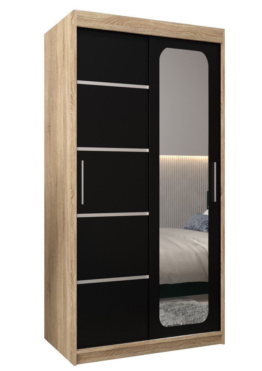 Szafa przesuwna Garderoba PROMO V2 100 gł. 62 sonoma/czarny