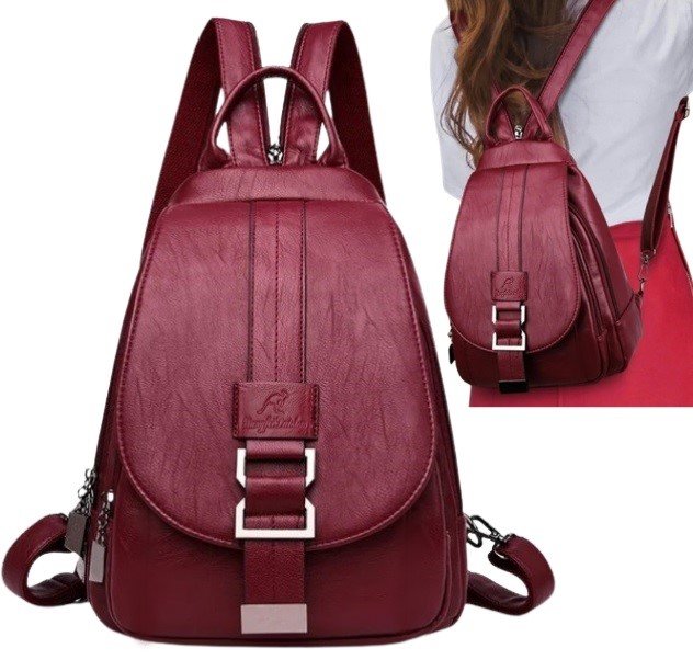 Plecak Damski Plecaczek Miejski Do Szkoły Pracy Eko Skóra Vintage Torba 2W1 Czerwony