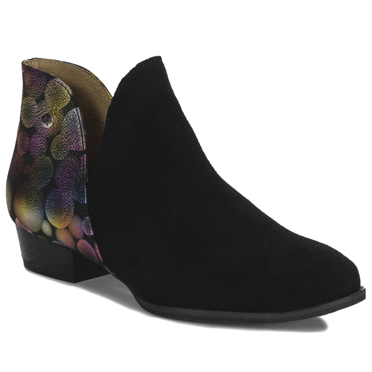 Maciejka Botki kowbojki damskie czarny multikolor-37
