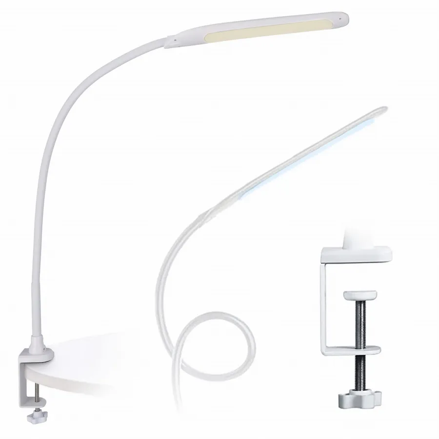 Biała lampka biurkowa LED z klipsem - M002 C1-S45