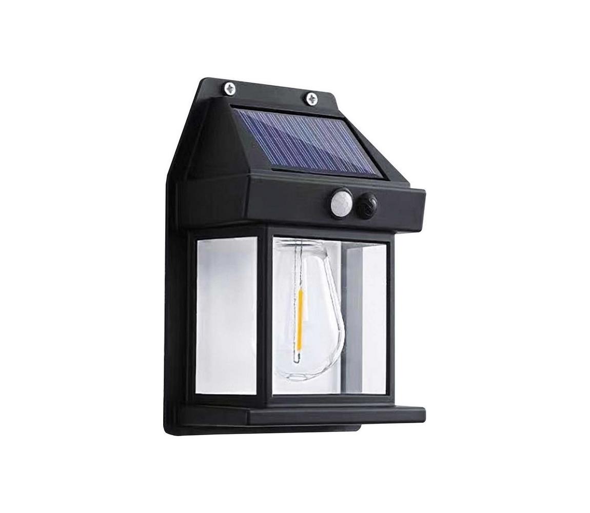 LED Kinkiet solarny z czujnikiem LANTER LED/1W/3,7V IP44 czarne