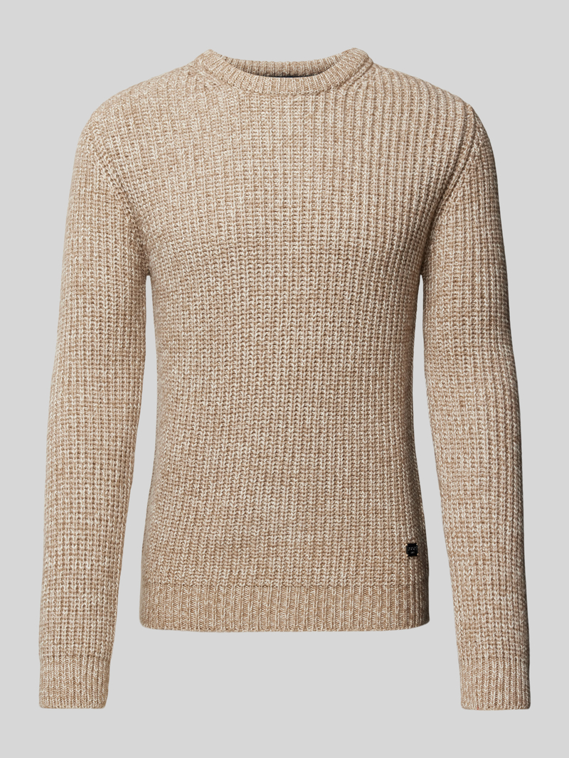 Sweter z dzianiny z okrągłym dekoltem model ‘Oro’