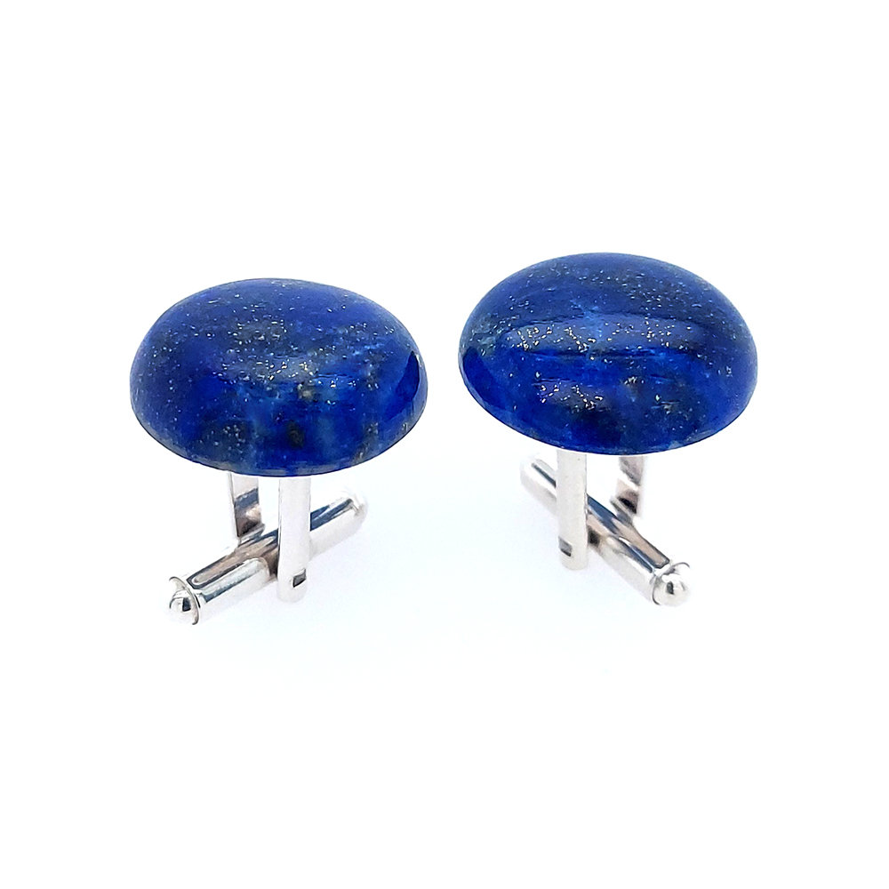 Spinki do mankietów Lapis Lazuli okrągłe (S530) Srebrne [925]