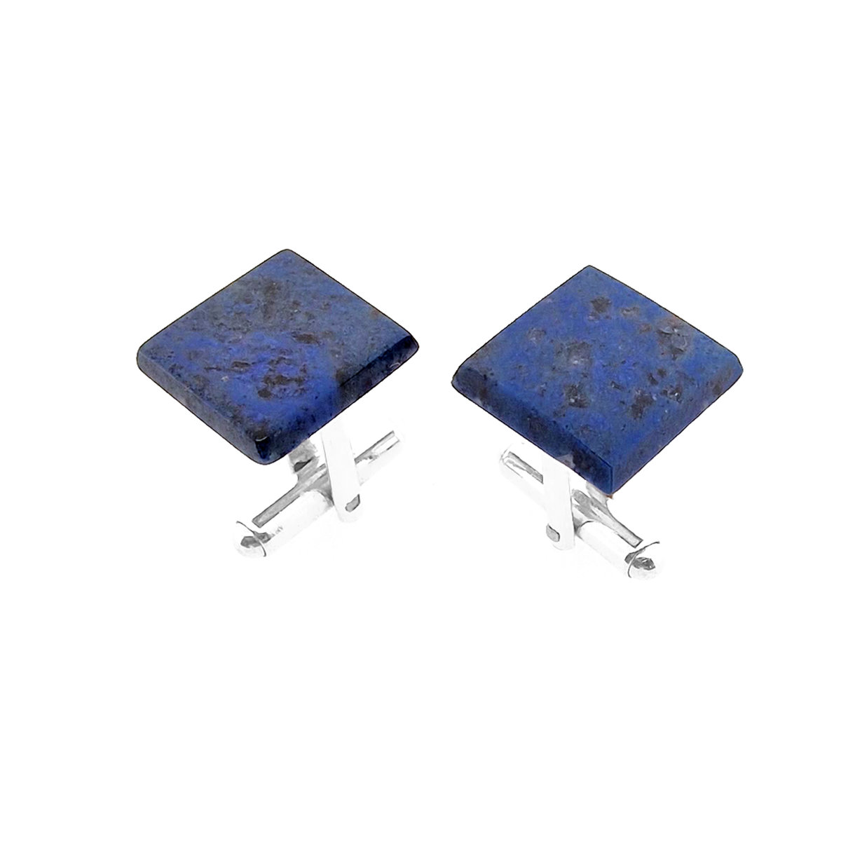 Srebrne spinki do mankietów z Dumortierytem kwadratowym(S950) Srebro [925]