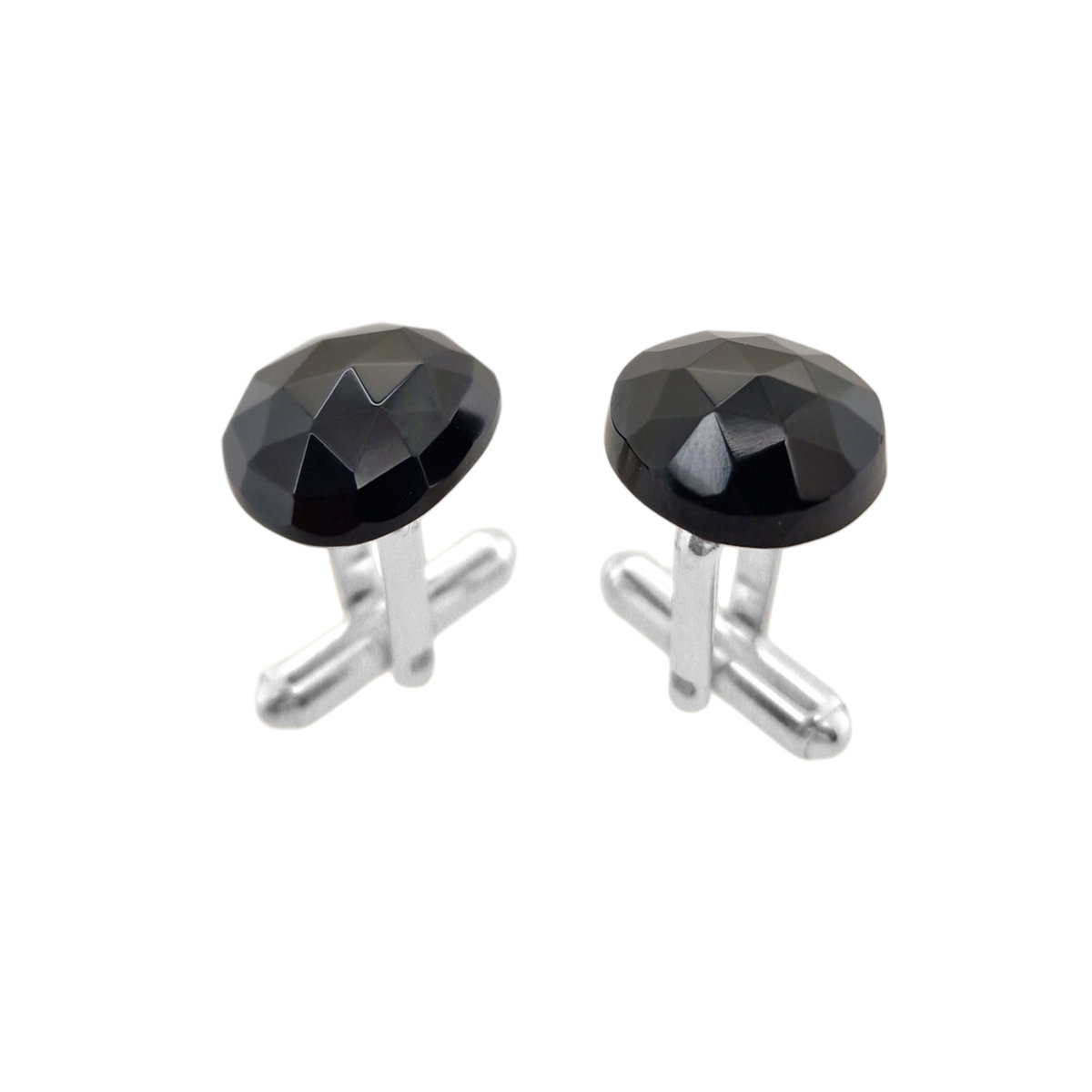 Spinki do mankietów Czarny Spinel (S1258) Srebro [925]
