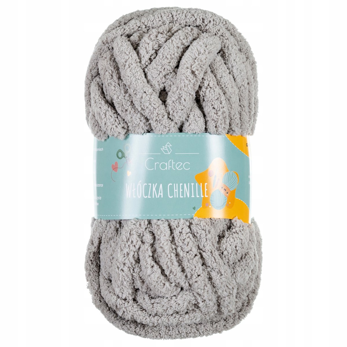 Włóczka do szydełkowania wyplatania bardzo gruba Chenille 20 mm szara #9
