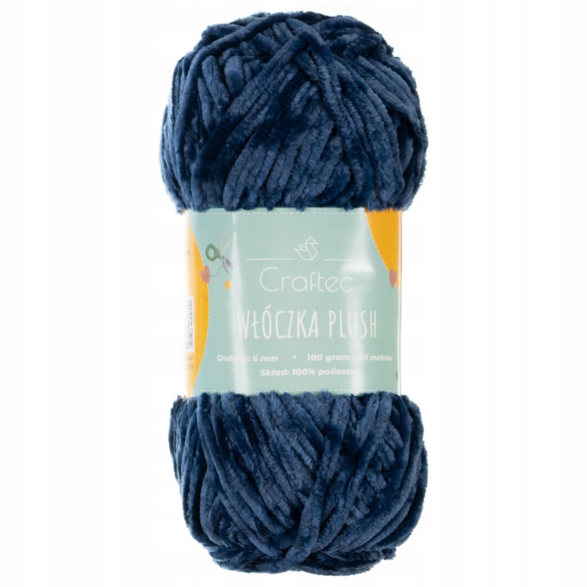 Włóczka do szydełkowania Plush miękka aksamitna szenil 6 mm granatowa #21