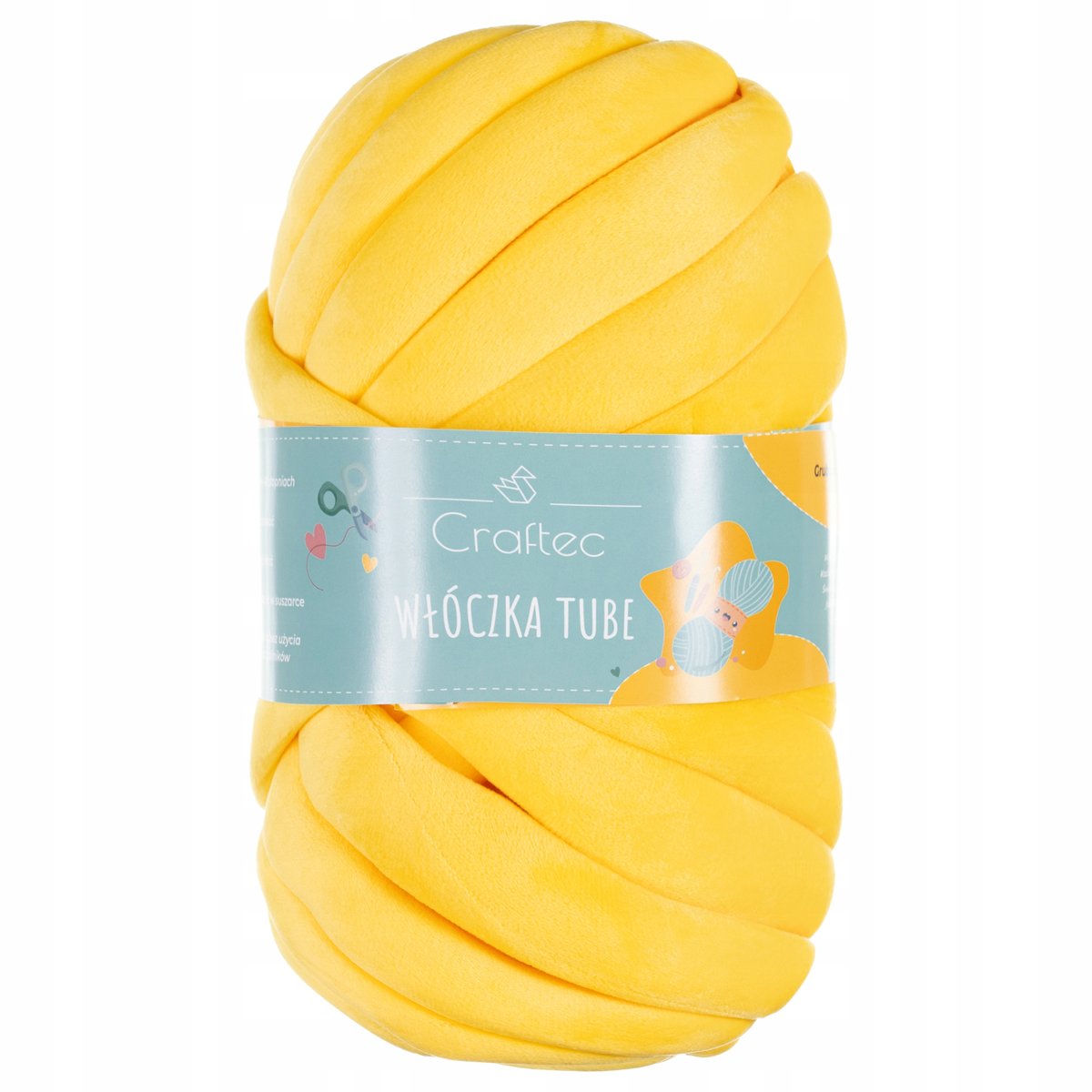 Włóczka do szydełkowania wyplatania bardzo gruba Tube 20 mm żółta #24