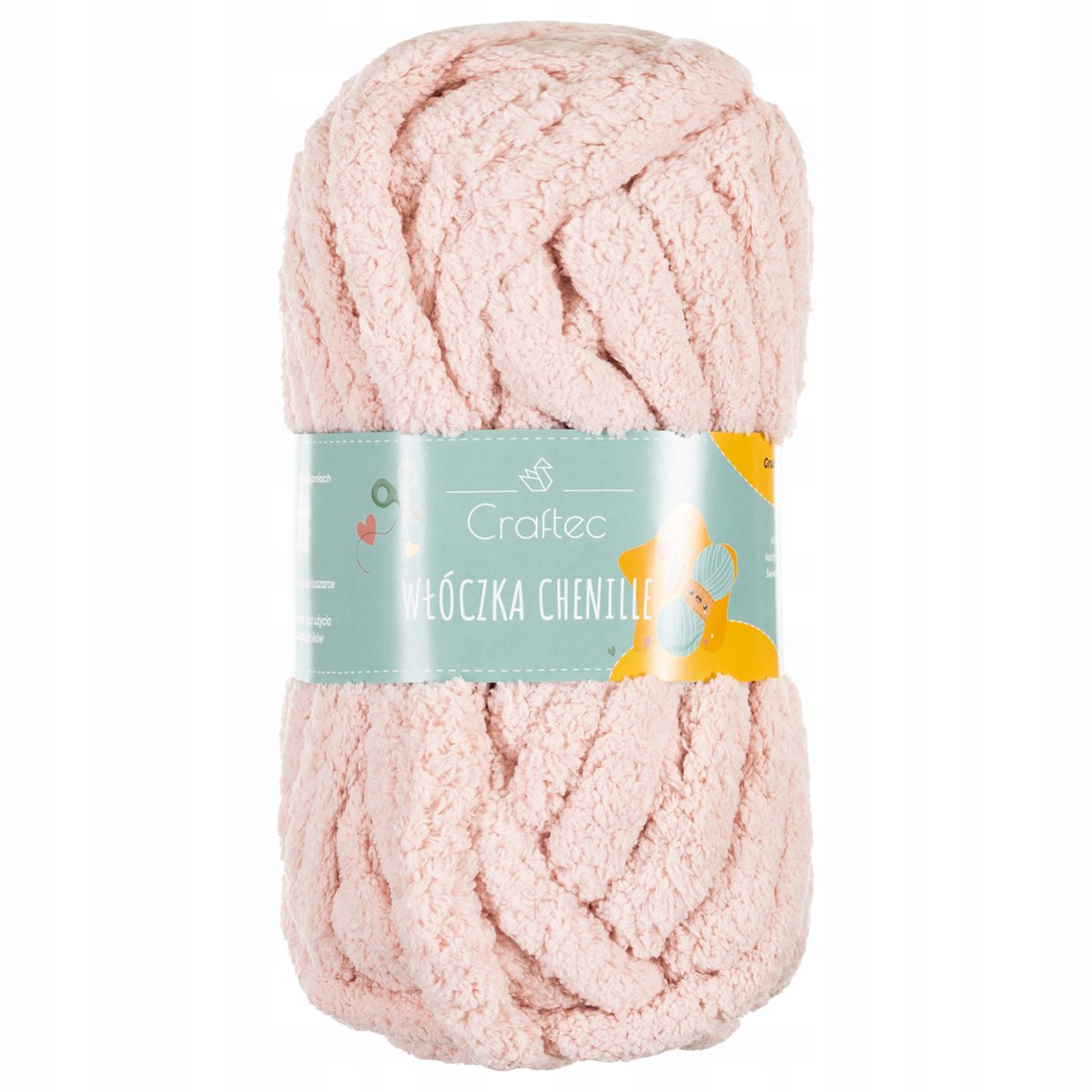 Włóczka do szydełkowania wyplatania gruba Chenille 20 mm pudrowy róż #3