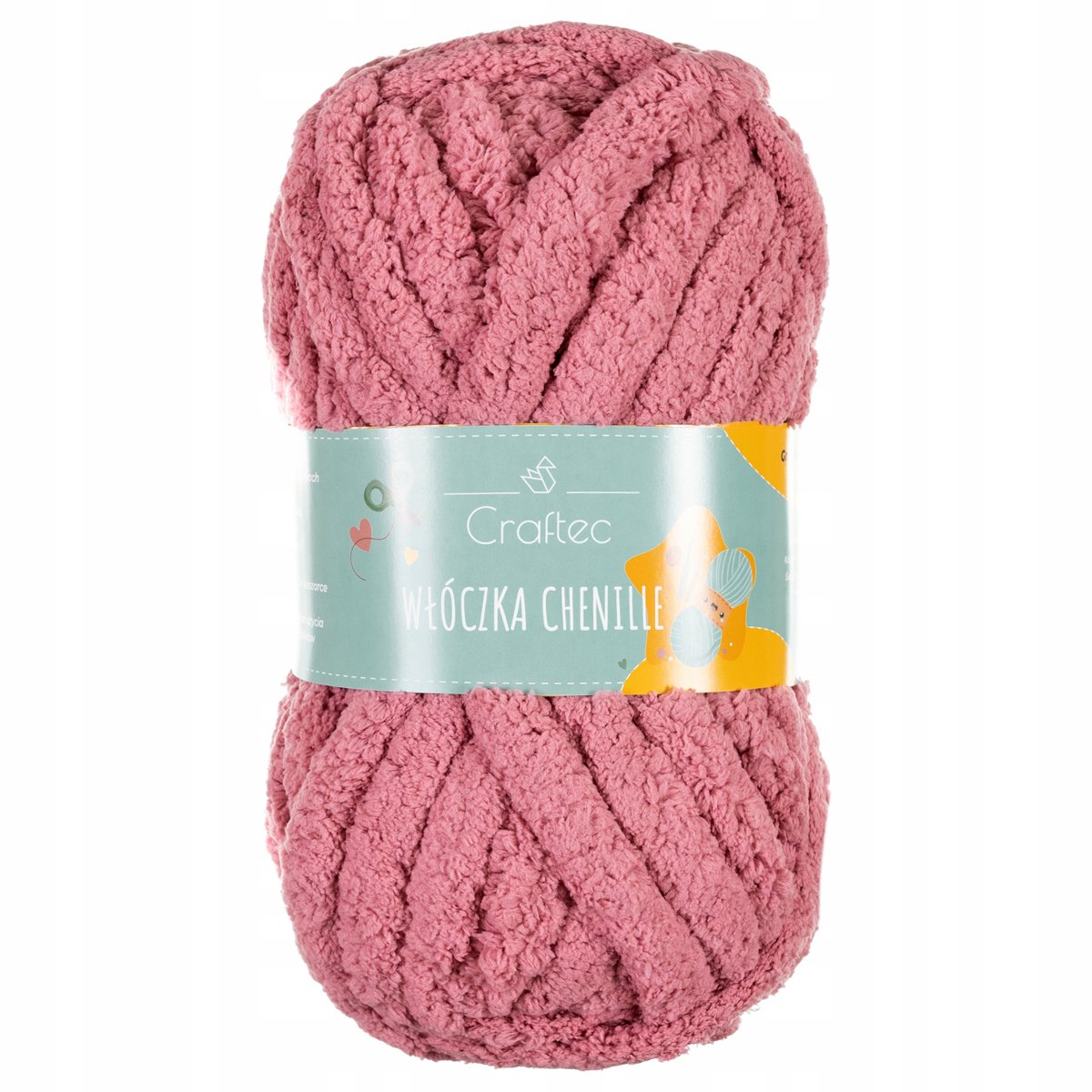 Włóczka do szydełkowania wyplatania gruba na koc Chenille 20 mm różowa #1