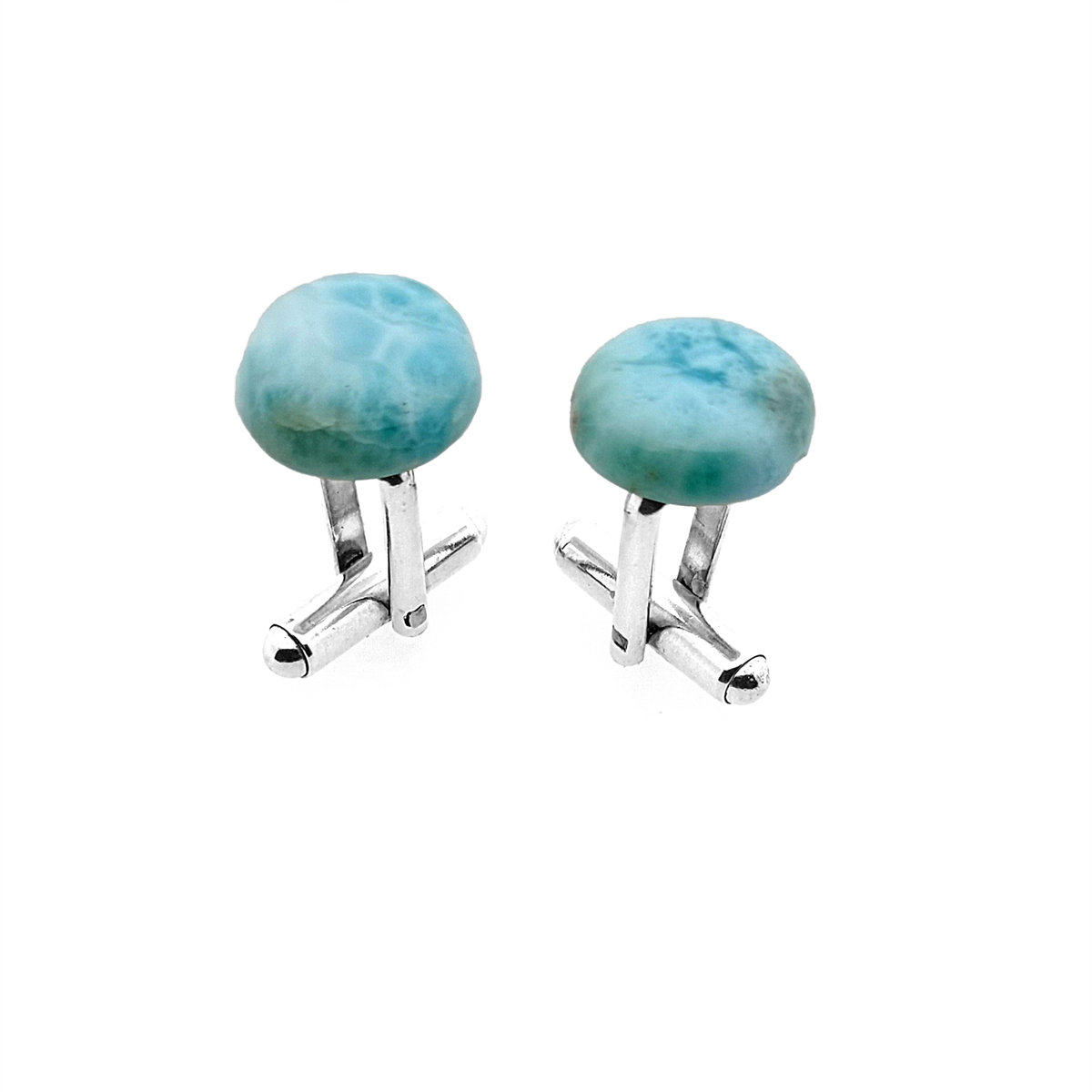 Srebrne spinki do mankietów Larimar (S919) ø13