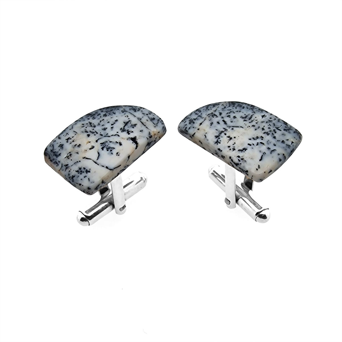 Srebrne spinki do mankietów Agat dendrytowy (S958) Srebro [925]