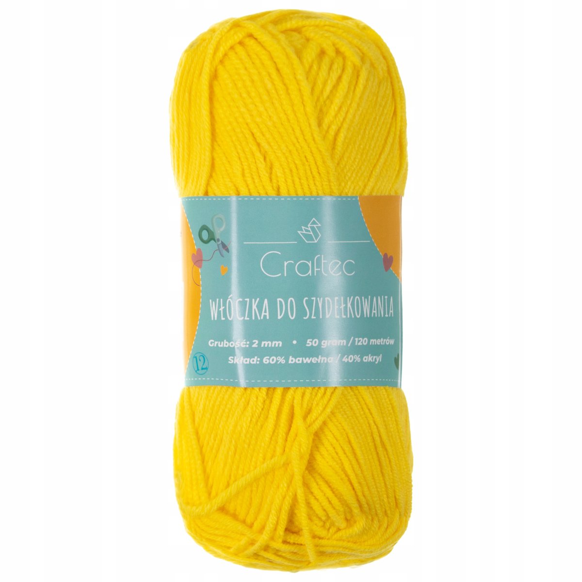 Włóczka do szydełkowania Blend bawełniana z akrylem 120m/50g 2 mm żółta #12