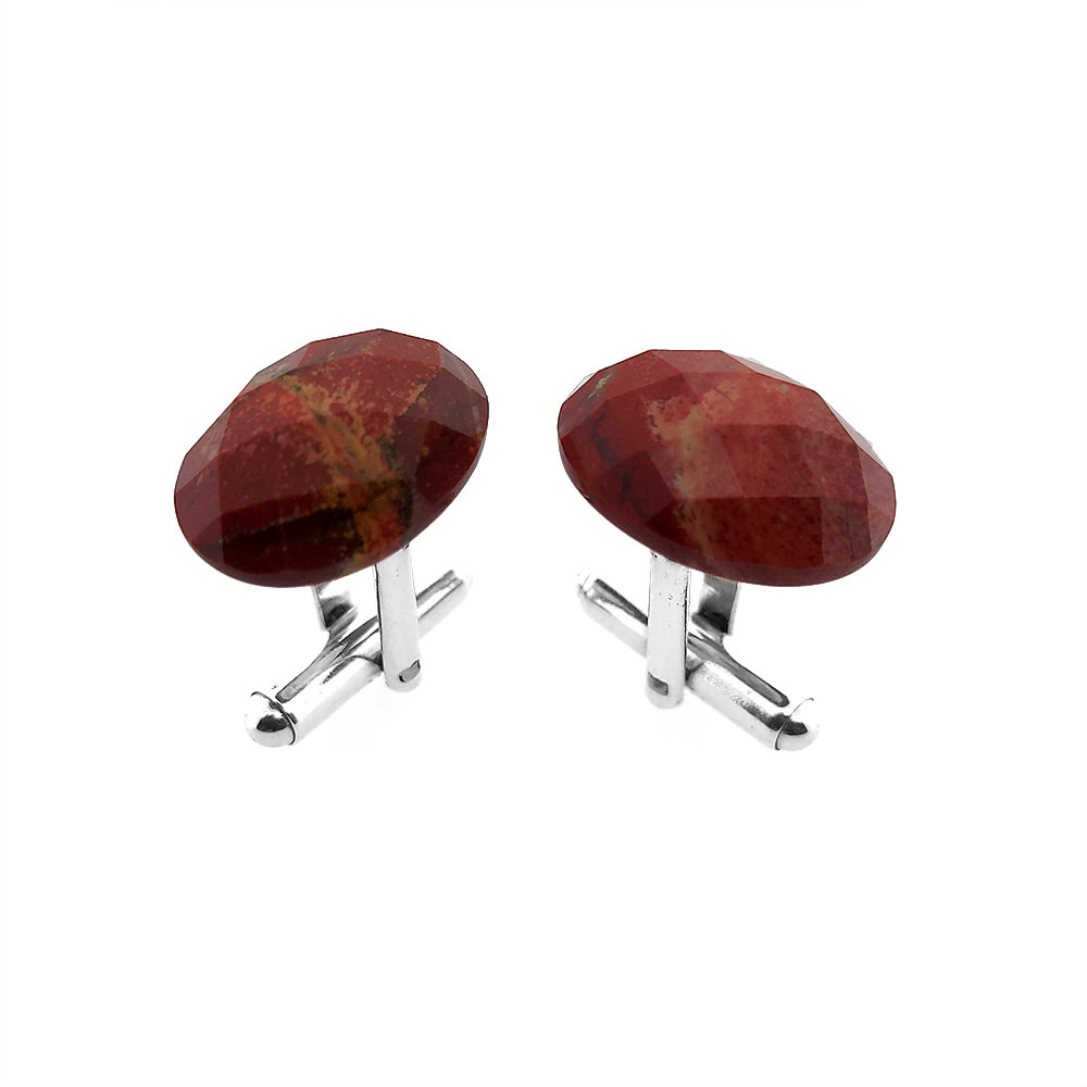 Srebrne spinki do mankietów Czerwony Jaspis (S819) Srebro [925]