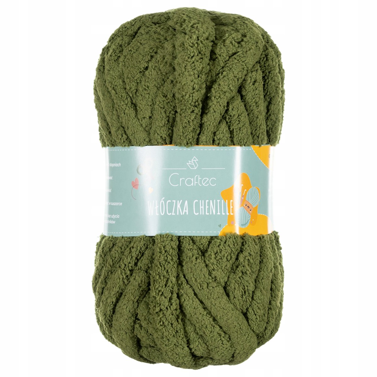 Włóczka do wyplatania szydełkowania gruba na koc Chenille 20 mm zielona #2