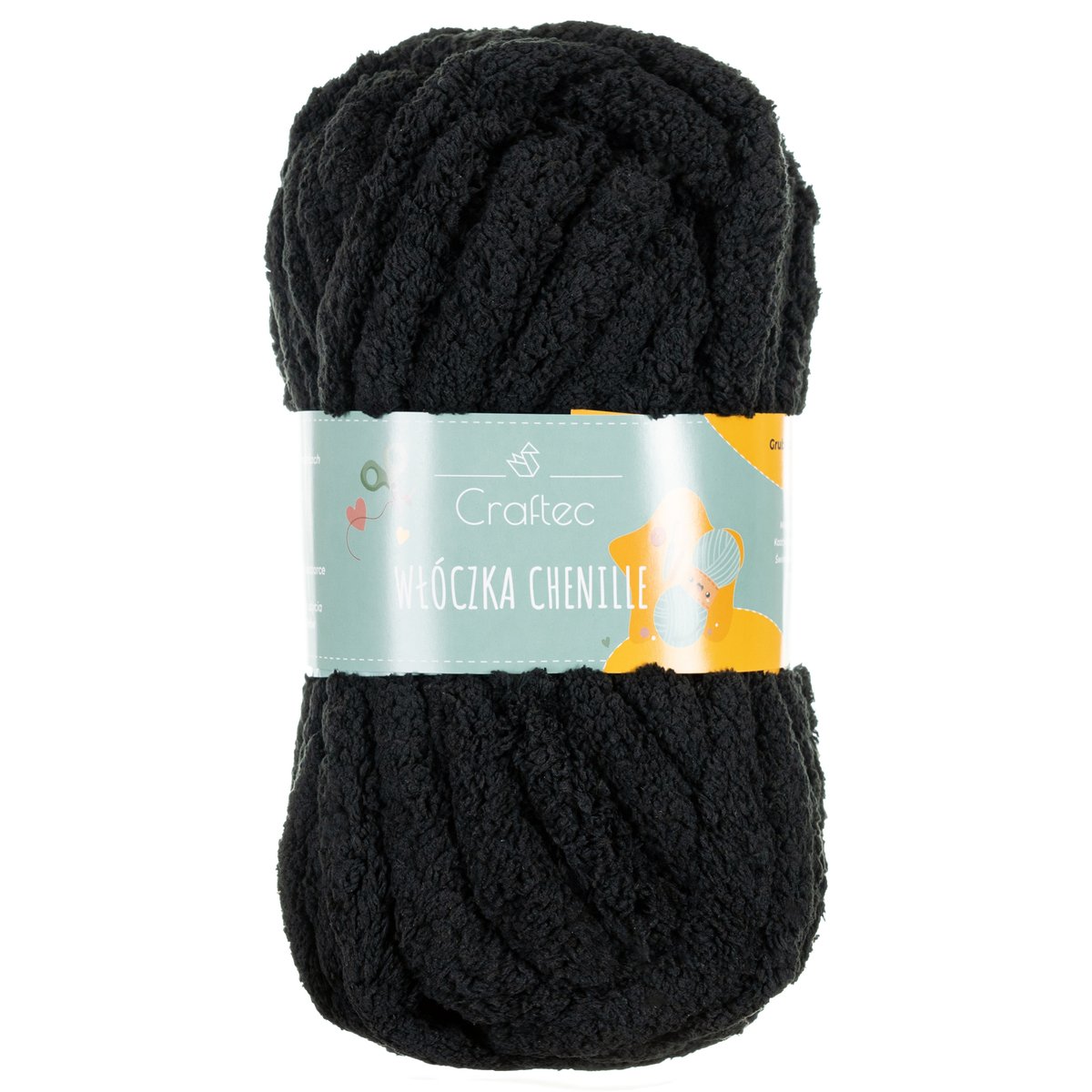 Włóczka do szydełkowania wyplatania gruba na koc Chenille 20 mm czarna #6