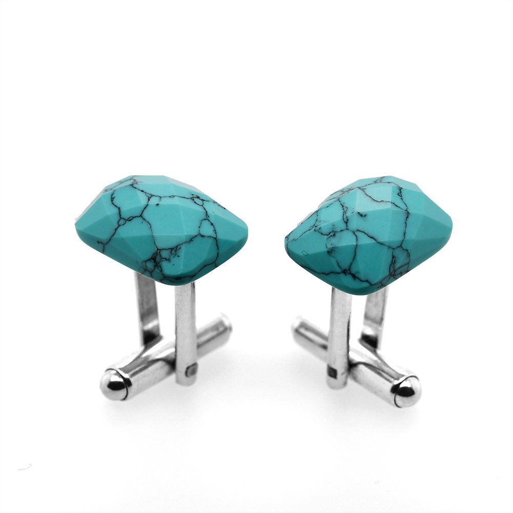 Spinki do mankietów Turkus Fasetowany (S690) Srebro [925]