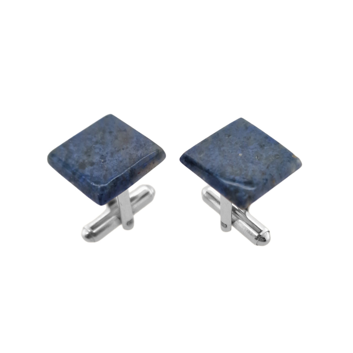 Srebrne spinki do mankietów z Dumortierytem kwadratowym (S1283) Srebro [925]
