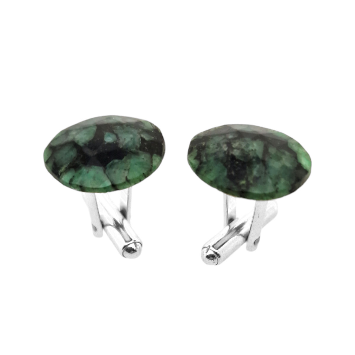 Spinki do mankietów ze Szmaragdem (S1198) Srebro [925]
