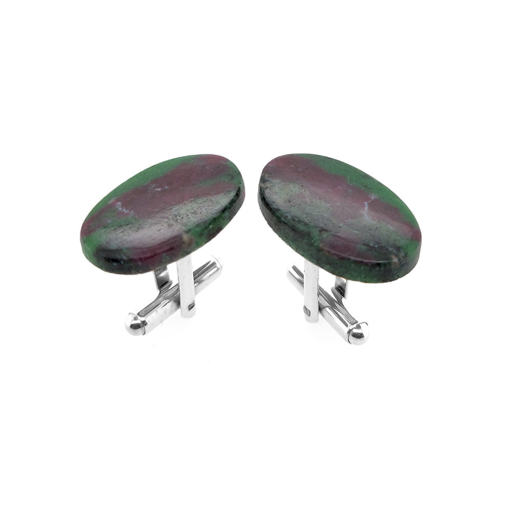 Srebrne spinki do mankietów Zoisyt z rubinem (S670) Srebro [925]