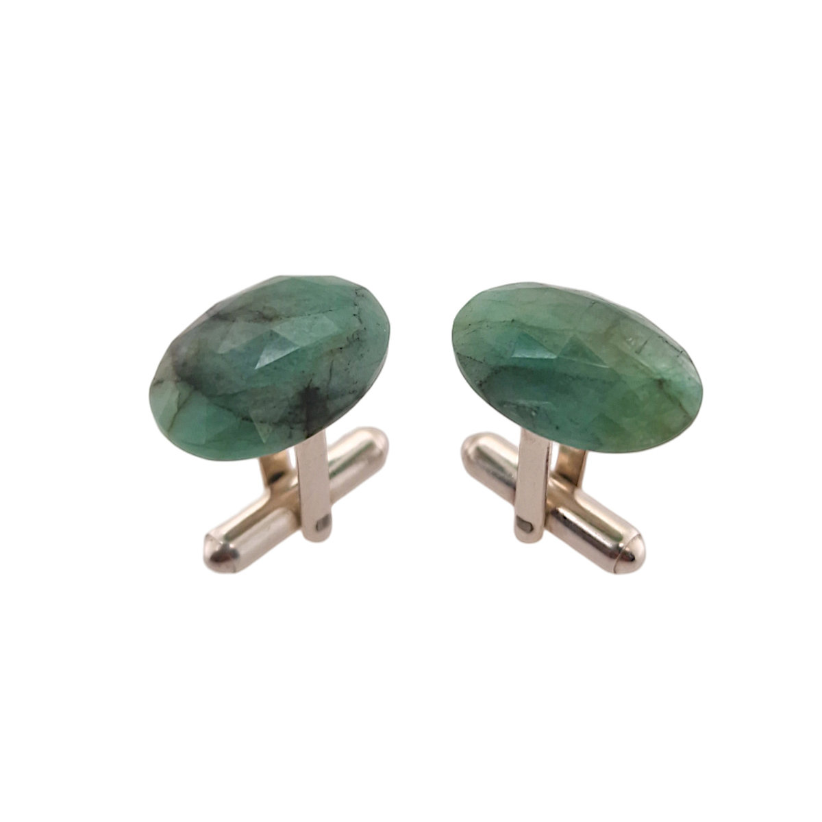 Spinki do koszuli ze Szmaragdem 18x13 (S1345) Srebro [925]