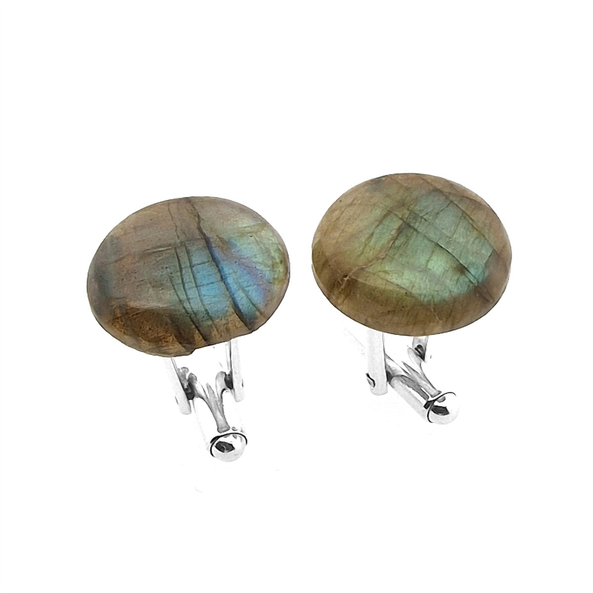 Spinki do mankietów Labradoryt okrągły (S353) Srebro [925]