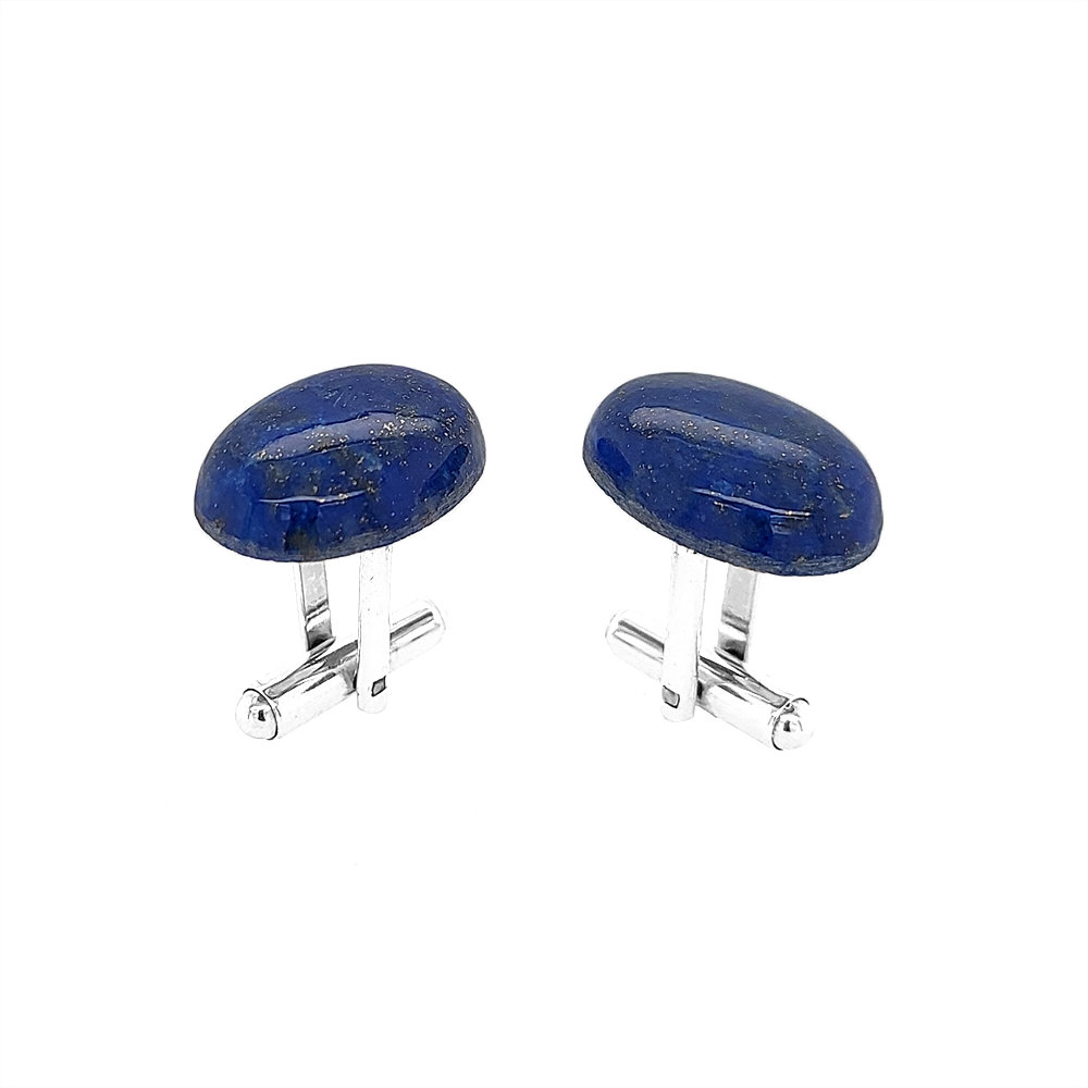 Spinki do mankietów Lapis Lazuli owal (S409) Srebrne [925]