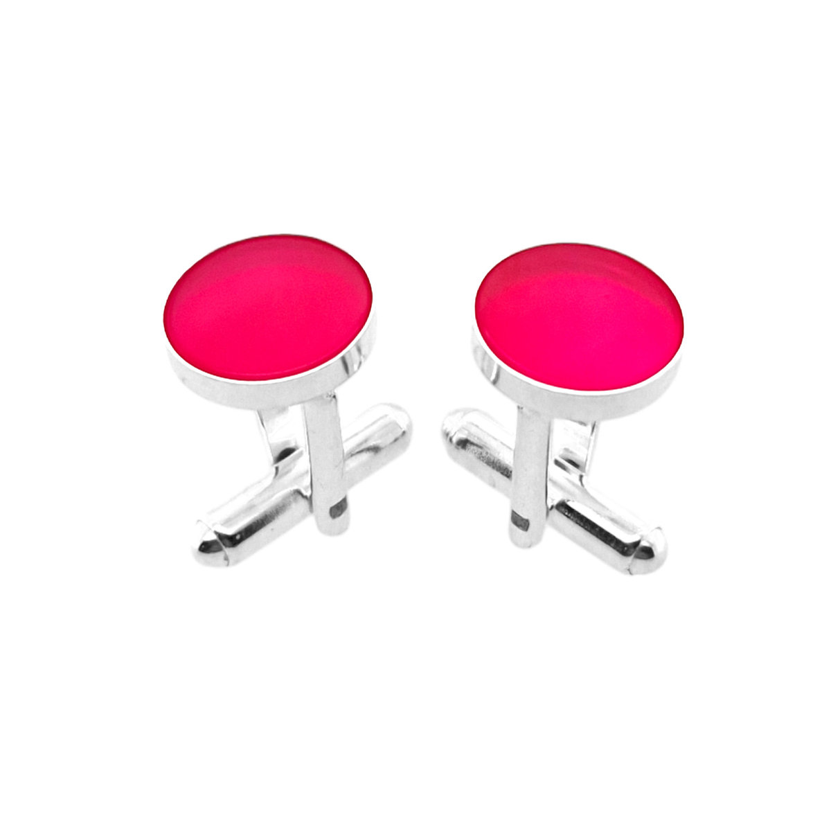 Spinki do mankietów Agat Magenta w oprawie Ø12 (S1368o) Srebro [925]