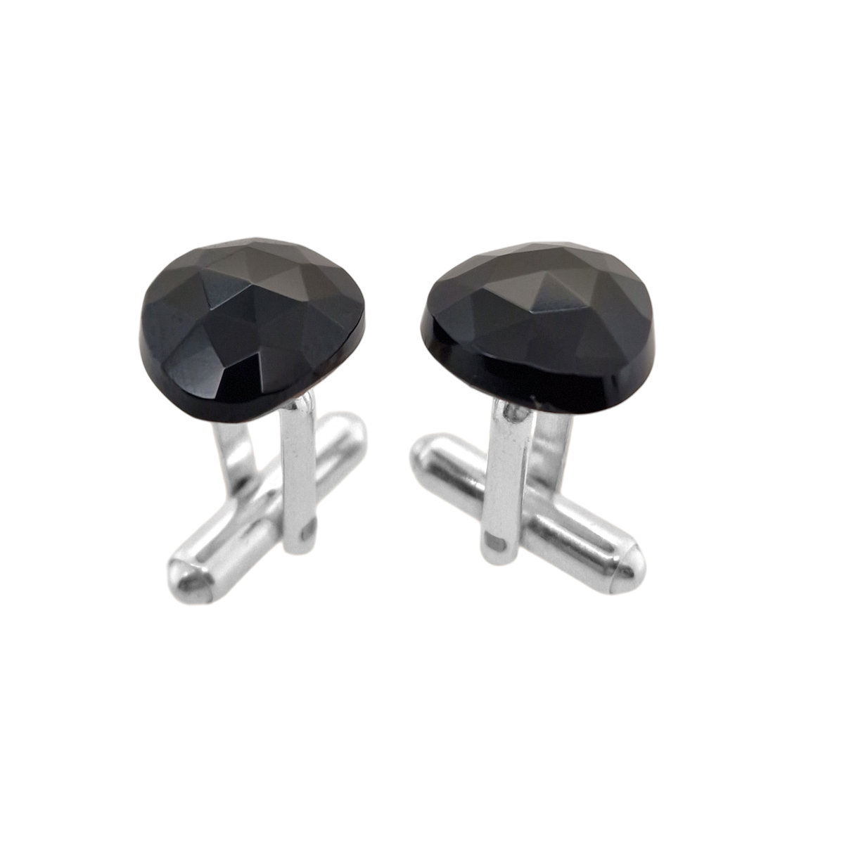 Spinki do mankietów Czarny Spinel (S1259) Srebro [925]