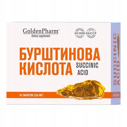 Suplement diety, Golden Pharm, Kwas bursztynowy Na oczyszczenie z toksyn, 50 kapsułek