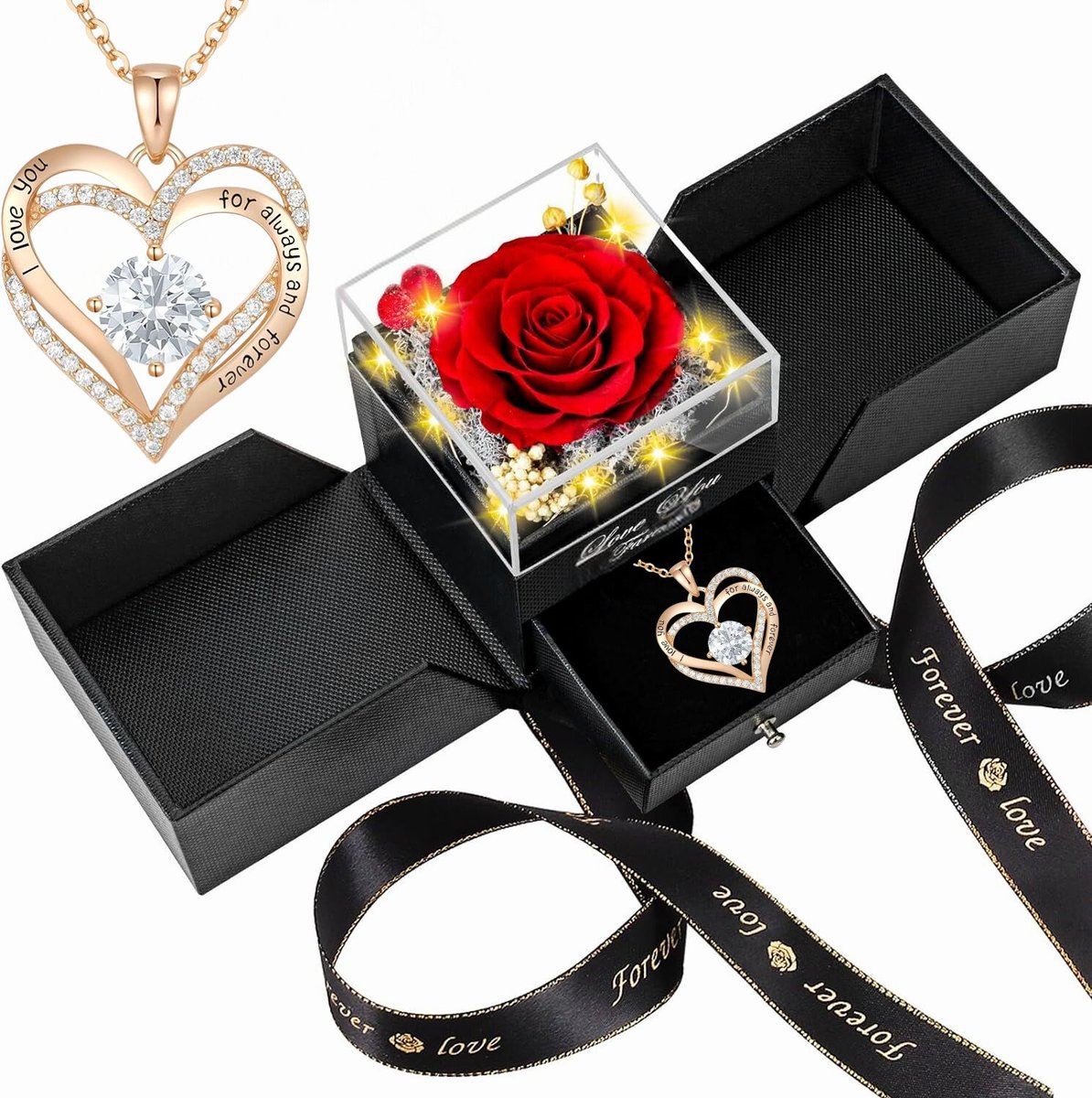 Wieczna Róża w Szkle Naszyjnik z Hologramem dla Kobiety Prezent Walentynki