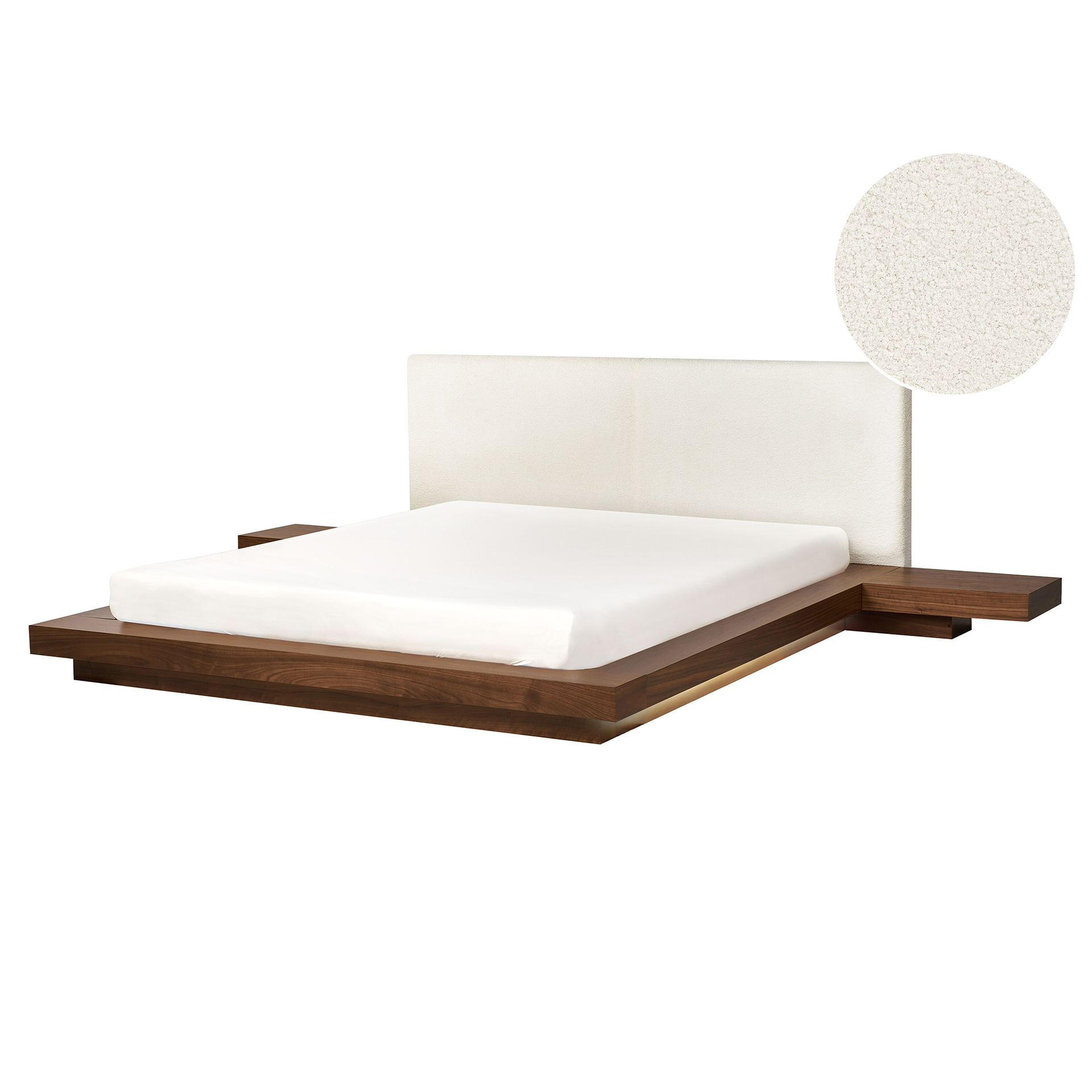 Łóżko LED Boucle ZEN 160 x 200 cm LED Jesion brązowy