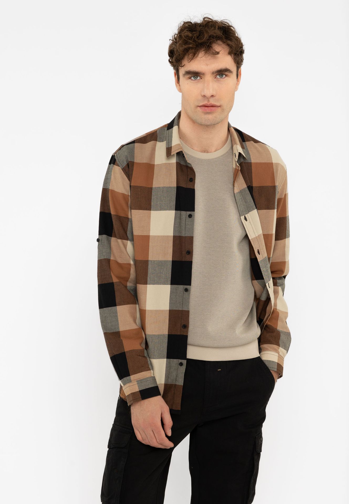 Koszula z wzorem w kratę, Slim Fit, K-JEFF - Volcano