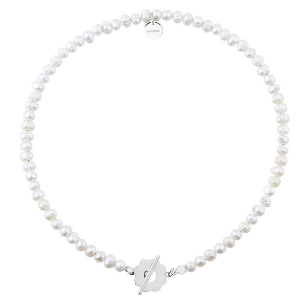 Choker perłowy z zapięciem kwiatem elegancki naszyjnik z pereł - Manoki