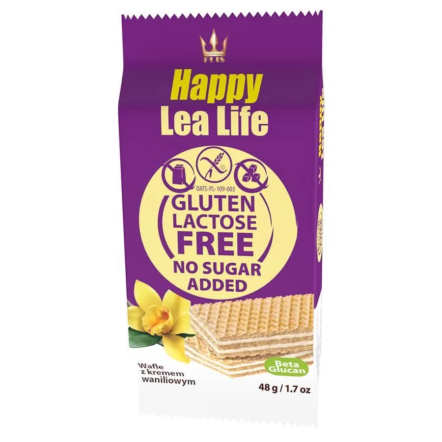 Wafle Waniliowe bez Glutenu Laktozy i bez Dodatku Cukru Lea Life 48g