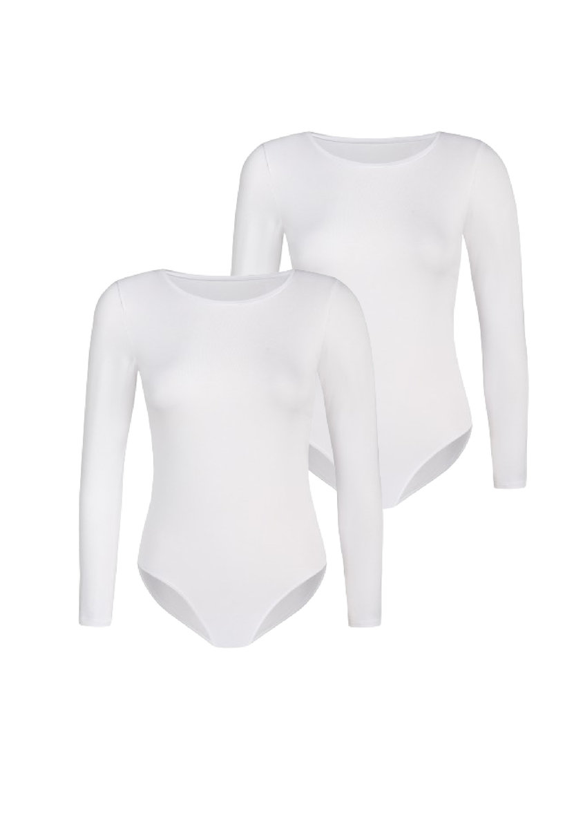 2 Pack Body damskie klasyczne Longy Białe