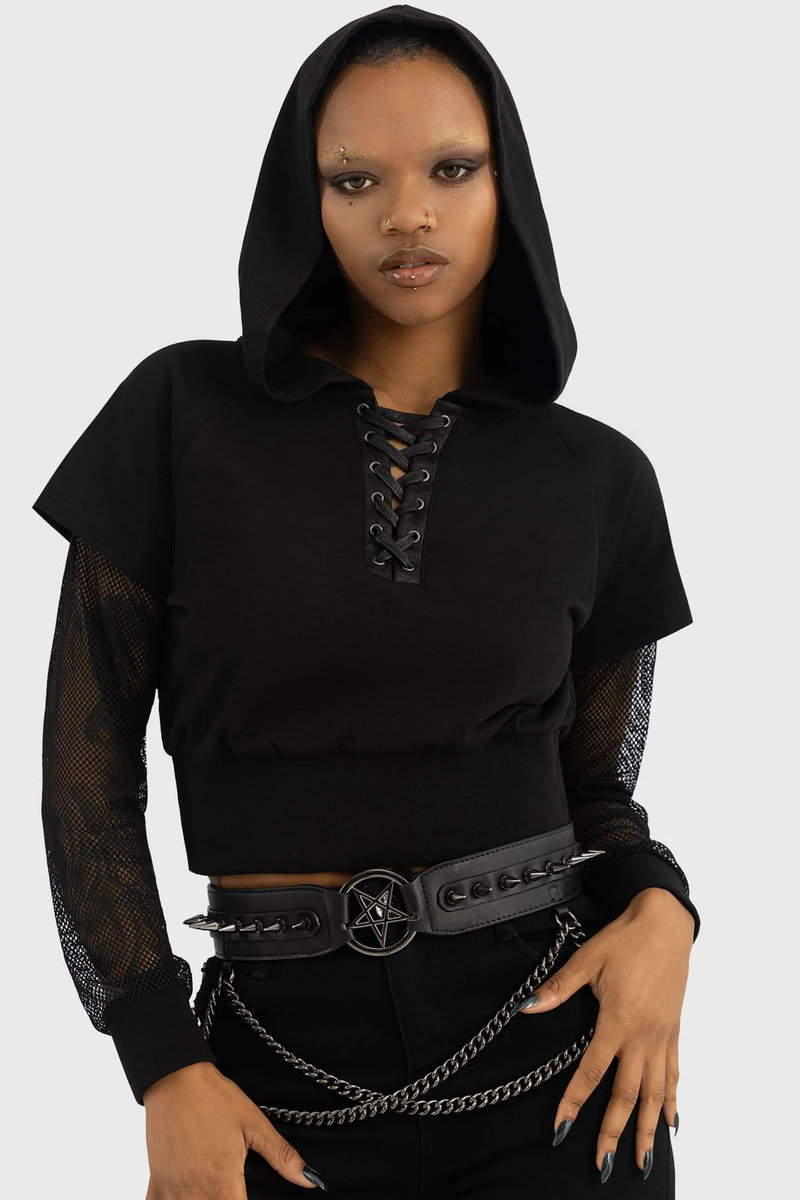 bluza damska KILLSTAR - SMOLDRIS, z kapturem-XS